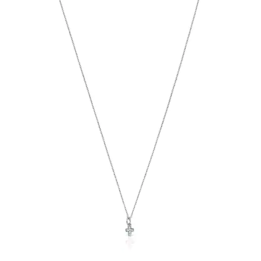 Colar Les Classiques em ouro branco com cruz e diamantes