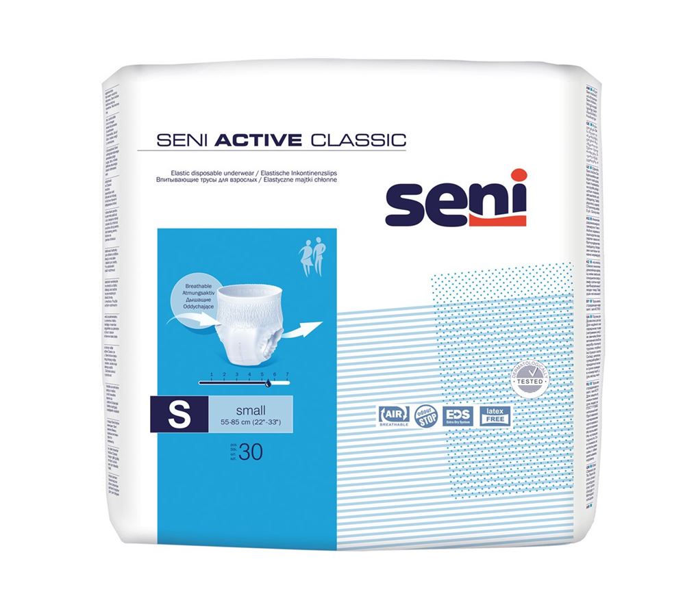 Seni Active Classic Einweghosen S atmungsaktiv Hüftumfang 55-85cm 5.5 Tropfen 30 Stk