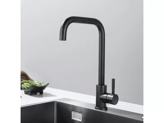 Cecipa max Mitigeur de Cuisine en Inox Noir étoilé - Robinet Cuisine avec Bec Haut et Incurvé, Mitigeur d'évier d'eau chaude et froide,EU Modèle