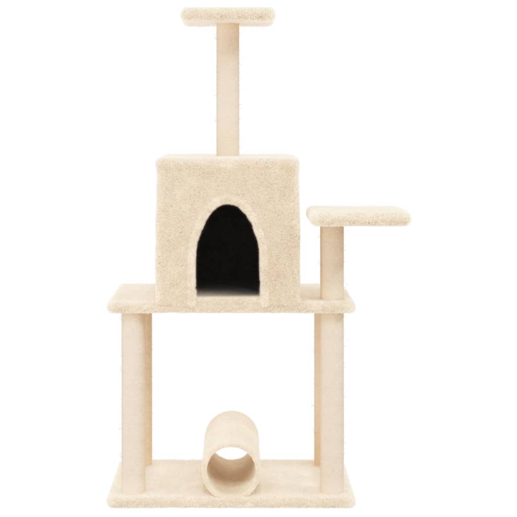 arranhador para gatos vidaXL com postes de sisal, cor creme, 122 cm