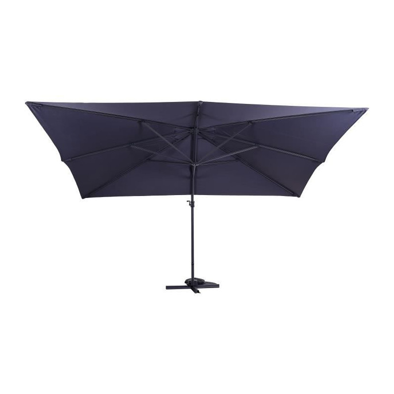 Parasol déporté 4x3m- inclinable,et rotatif a 360°- structure aluminium et toile déperlante en polyester 250gm2- gris anthra