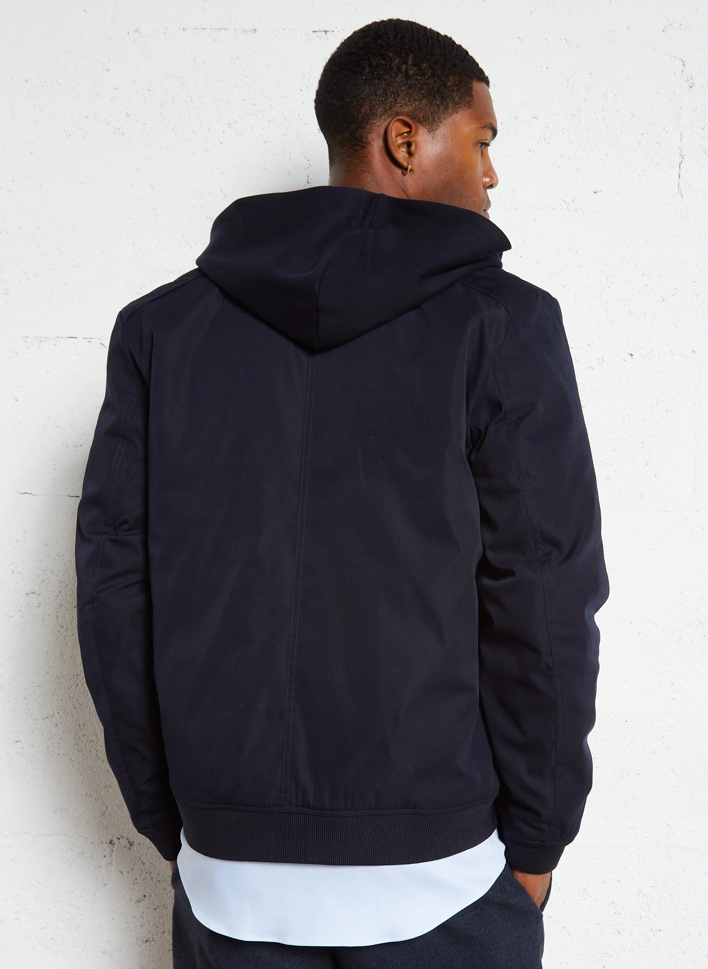 Blouson droit avec parementure | Bleu