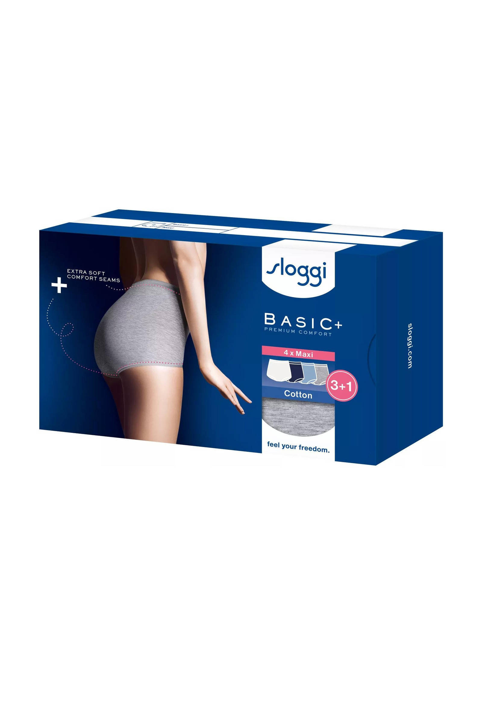 Sloggi maxislip (set van 4) donkerblauw/grijs/wit/lichtblauw