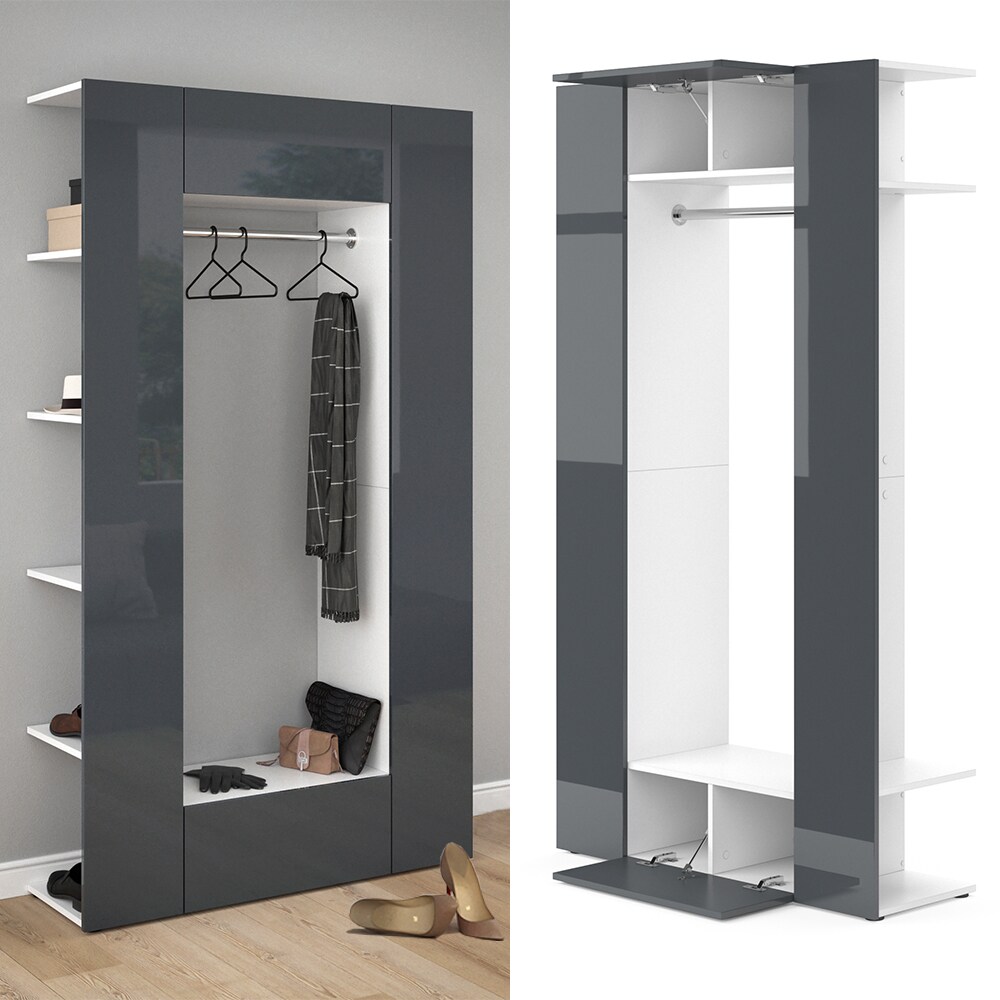 Vicco Dielenschrank Mats weiß anthrazit Flurgarderobe Garderobe Kleiderschrank