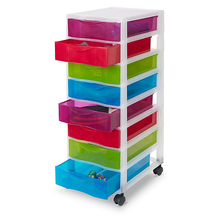 Tour en plastique 8 tiroirs Kontor multicolore H. 68 x L. 36,5 x P. 26 cm