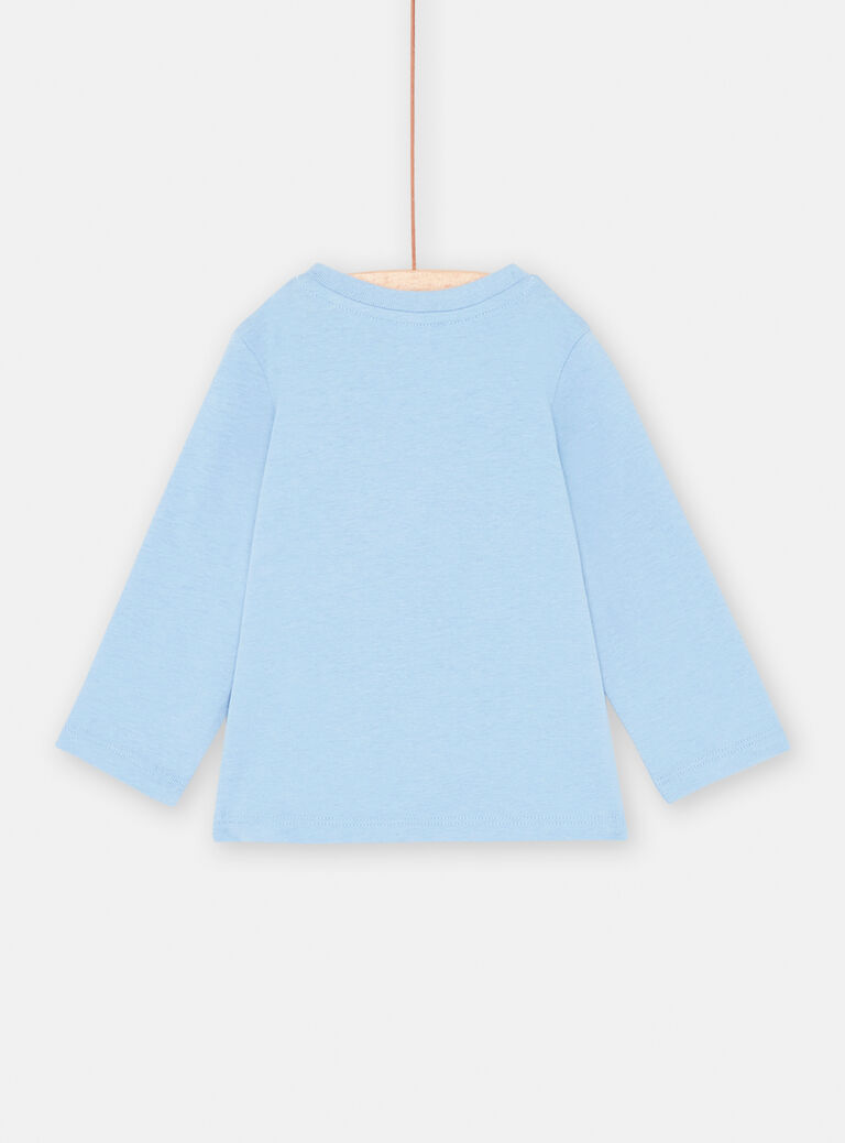 T-shirt bleu à motifs voitures et animaux bébé garçon