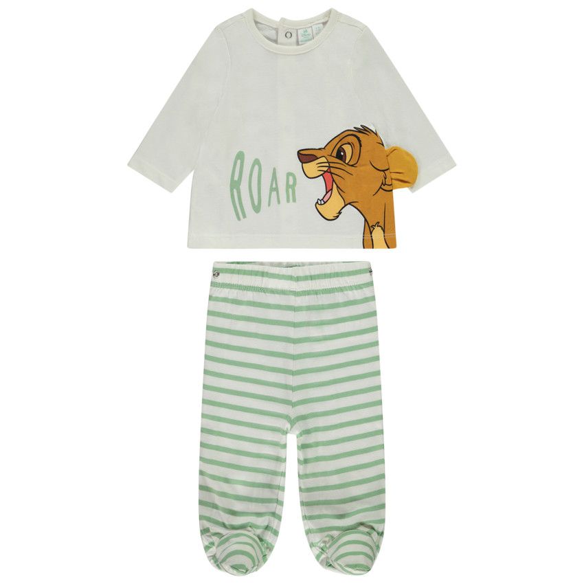 Pyjama 2 pièces Simba Disney pour bébé garçon avec finitions différentes selon l'âge - Ecru