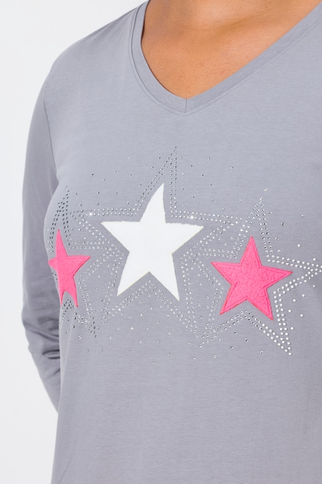 T-Shirt, Frottee-Sterne, Langarm