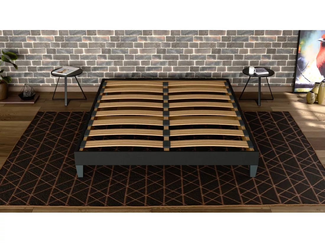 Sommier à Latte 90x190 cm - Bois Épicéa Structure Durable Robuste Solides Qualité - Noir - Silencieux, Confortable et Résistant - Promoto Douce Lune