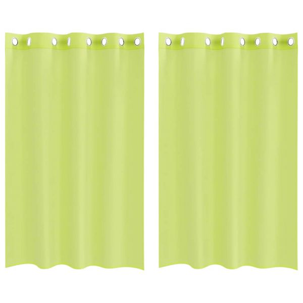 vidaXL Cortinas de Voile com Ilhós 2 Peças Verde-maçã 140x175 cm - 2374992742