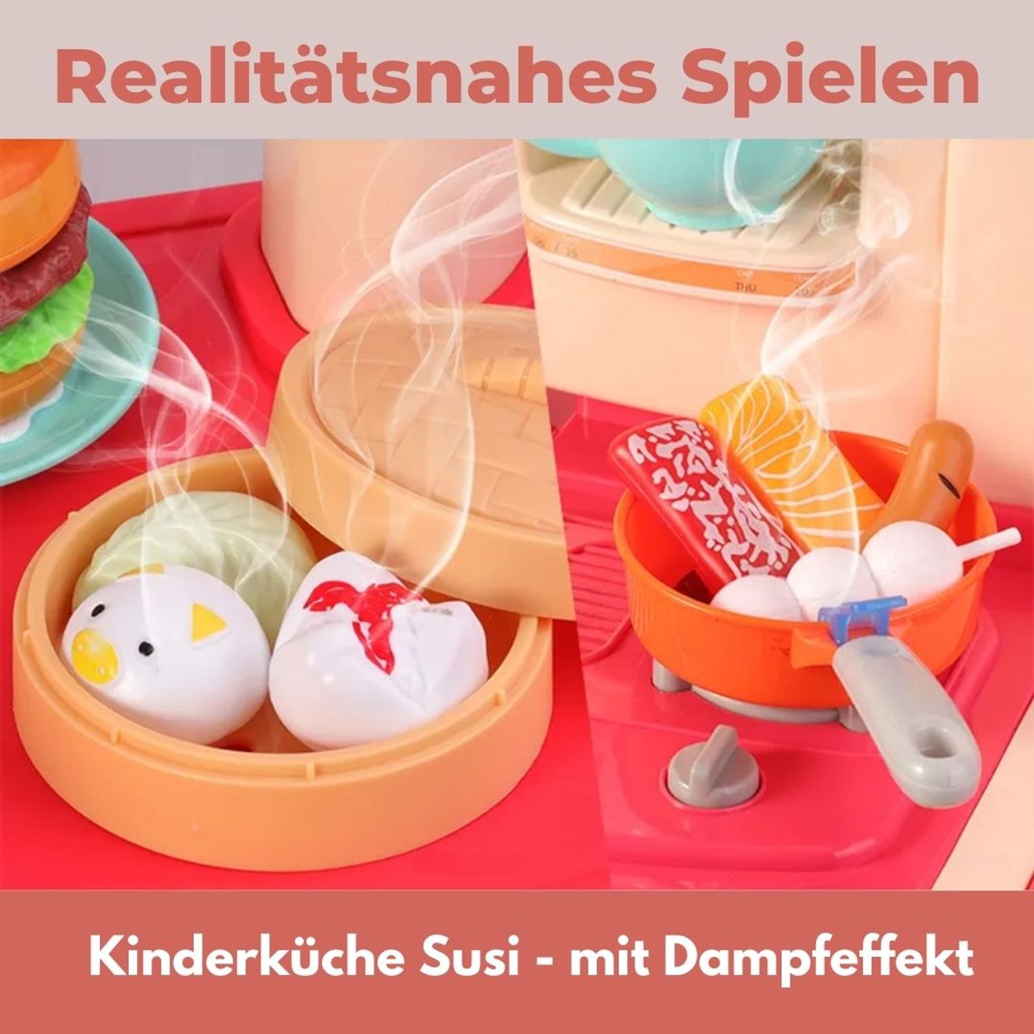 Coemo Kinderküche Susi Spielküche ROT mit extra viel Zubehör