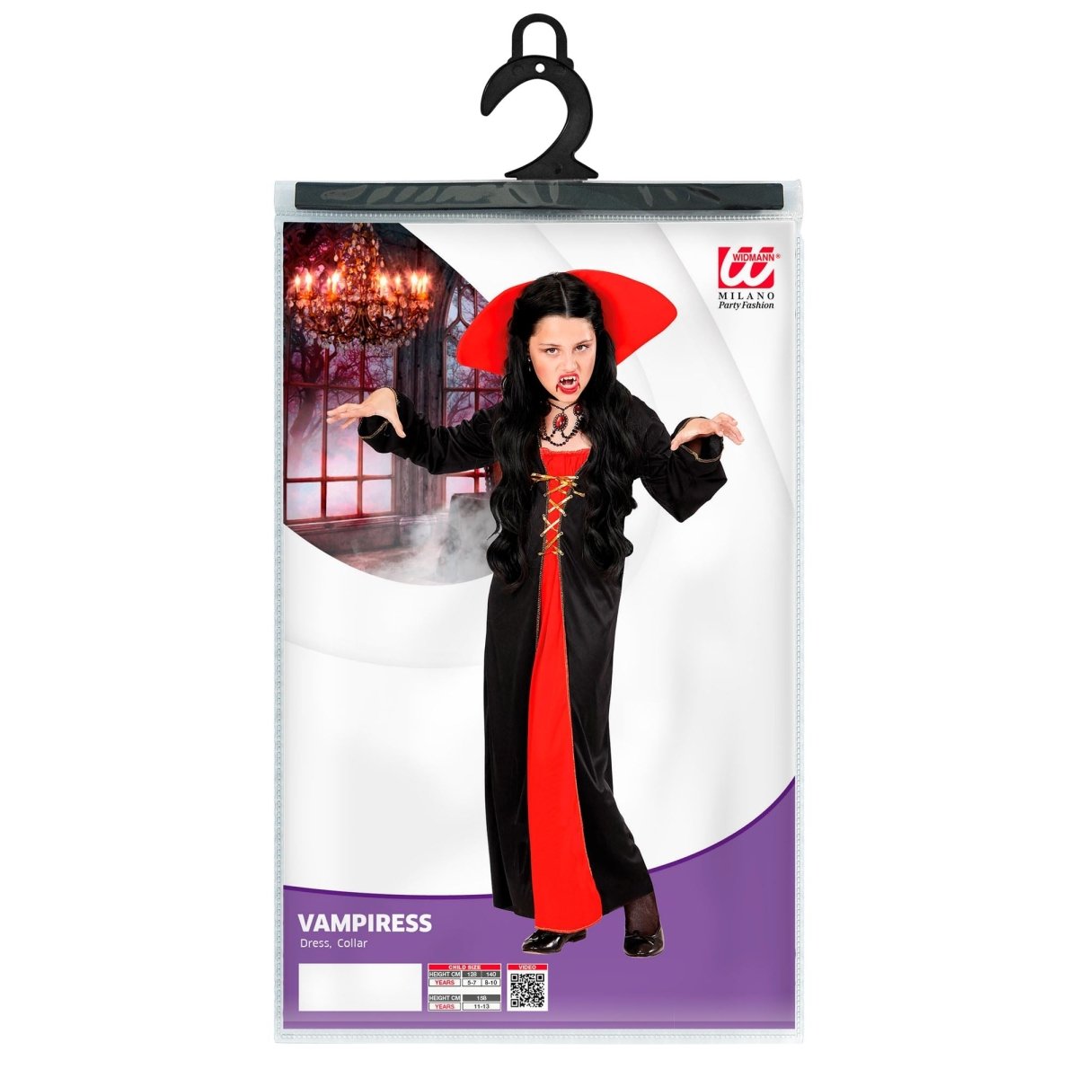 Halloween Jurk Rood Zwart Meisje Vampier 2 delig