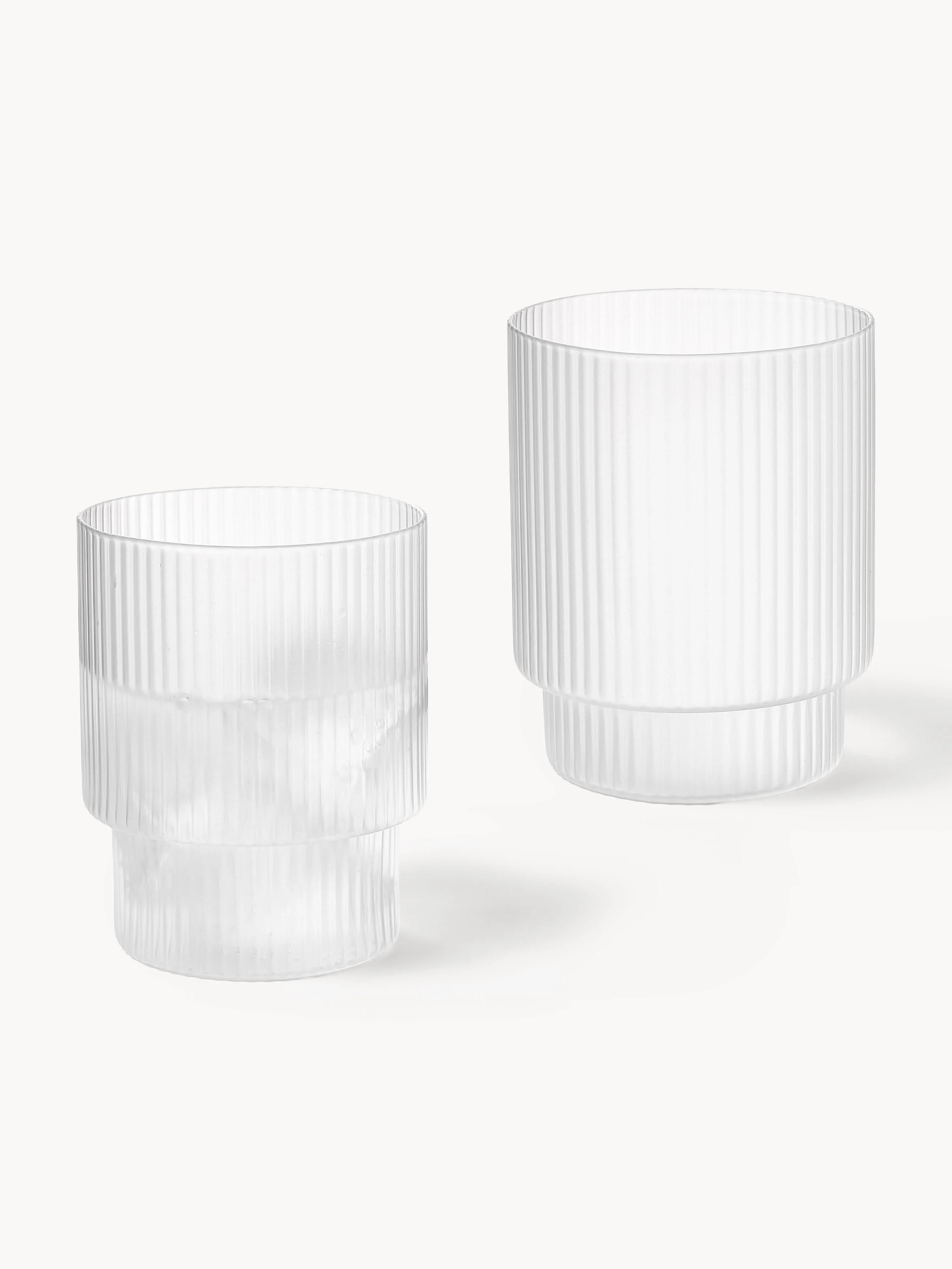 Mondgeblazen tumblers Ripple met groefreliëf, 4-delig