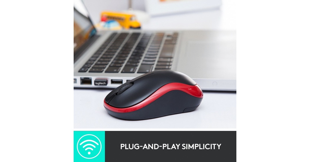LogitechWireless Mouse M185  (Rood, Retail)