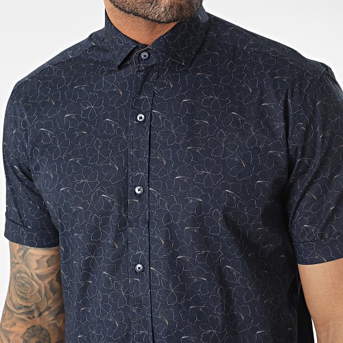 Chemise Manches Courtes Bleu Marine Floral
