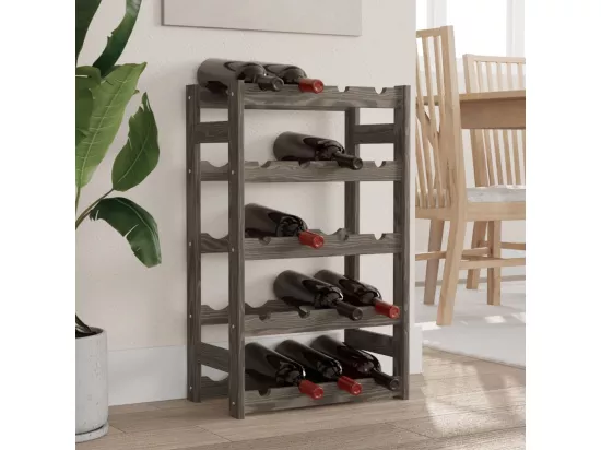 Casier à bouteilles pour 20 bouteilles gris bois pin solide