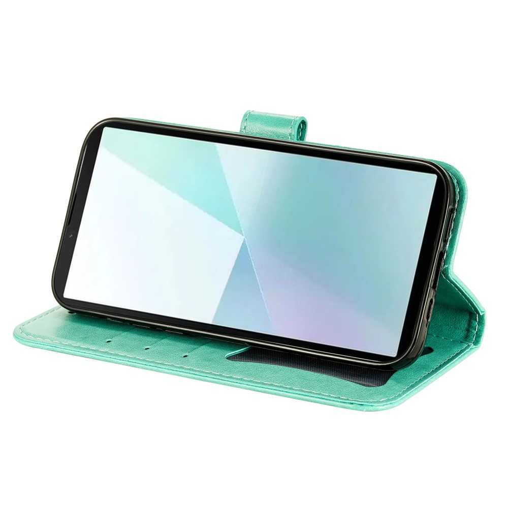Sony Xperia 10 VI Leder Tasche Wallet - Mandala Flowers Imprint - Türkis