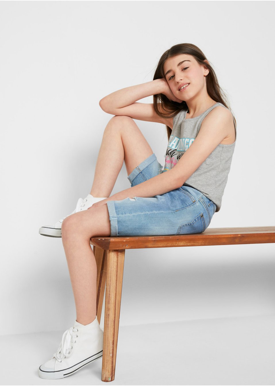 Short en jean extensible fille