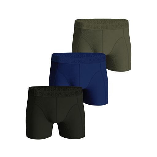 Björn Borg Cotton Stretch 3-pak Boxershorts, Blå/Grøn/Sort, L