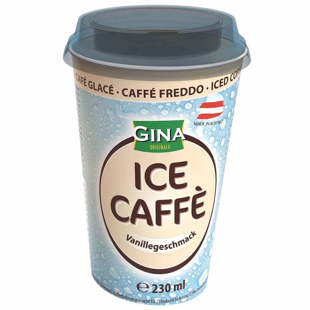 10x Gina Eiskaffee - Cappuccino Vanillegeschmack 230ml = 2,3 Liter MHD:19.5.25