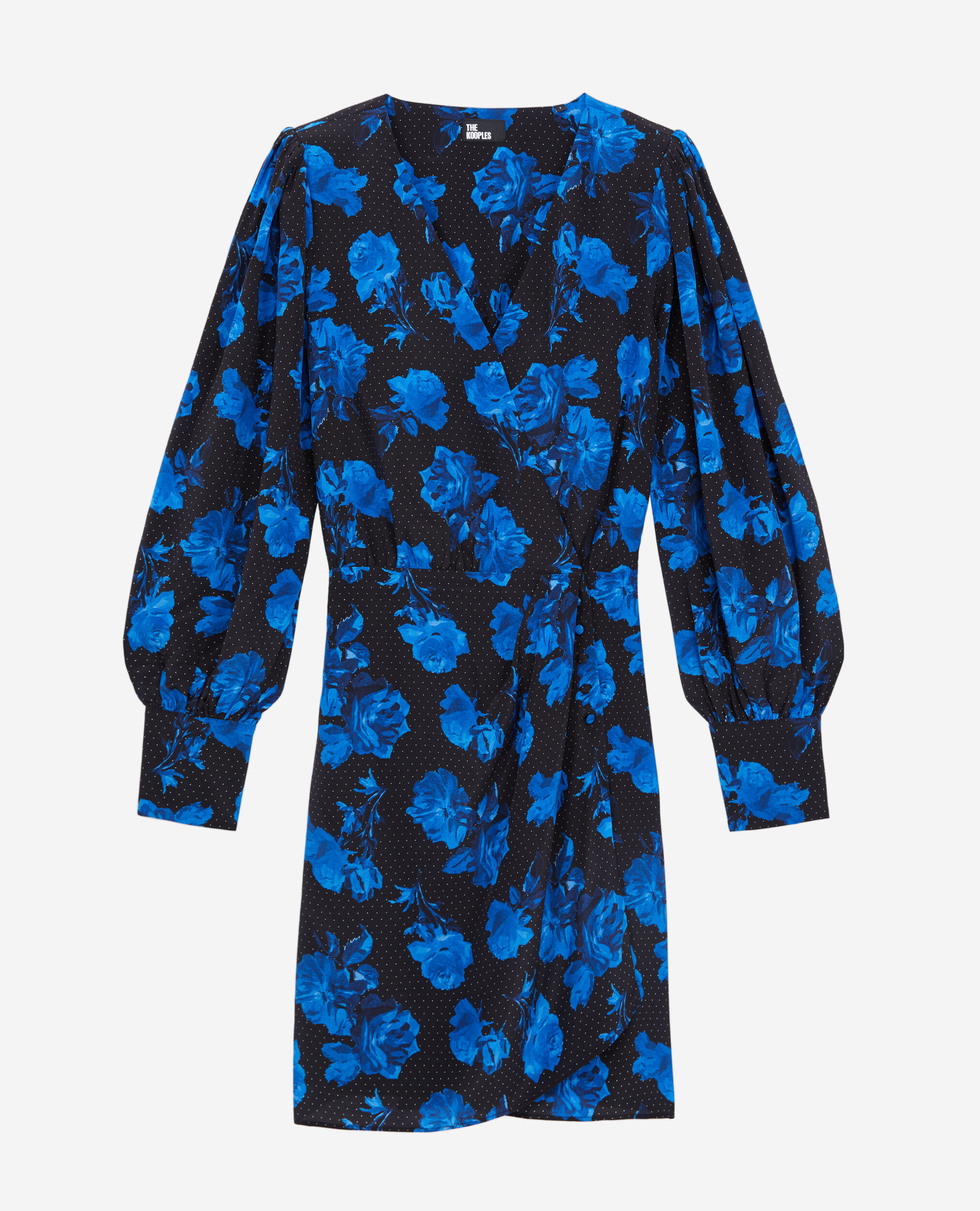 Robe portefeuille courte imprimée en soie