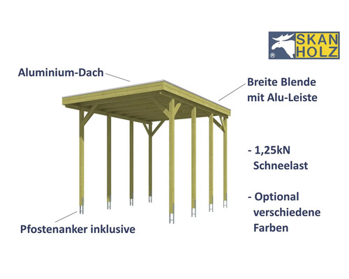 Enkele carport SKAN HOLZ Friesland 397x555 cm dompelgeïmpregneerd