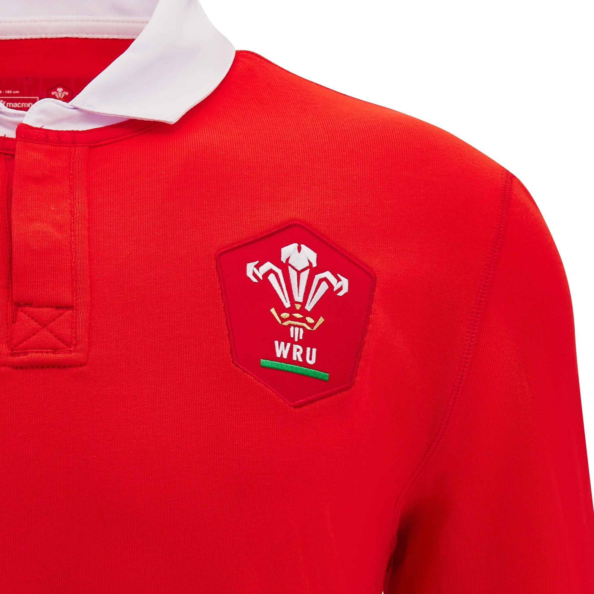 Macron Welsh Rugby Union Home Long Sleeve Shirt 2024 2025 Adults