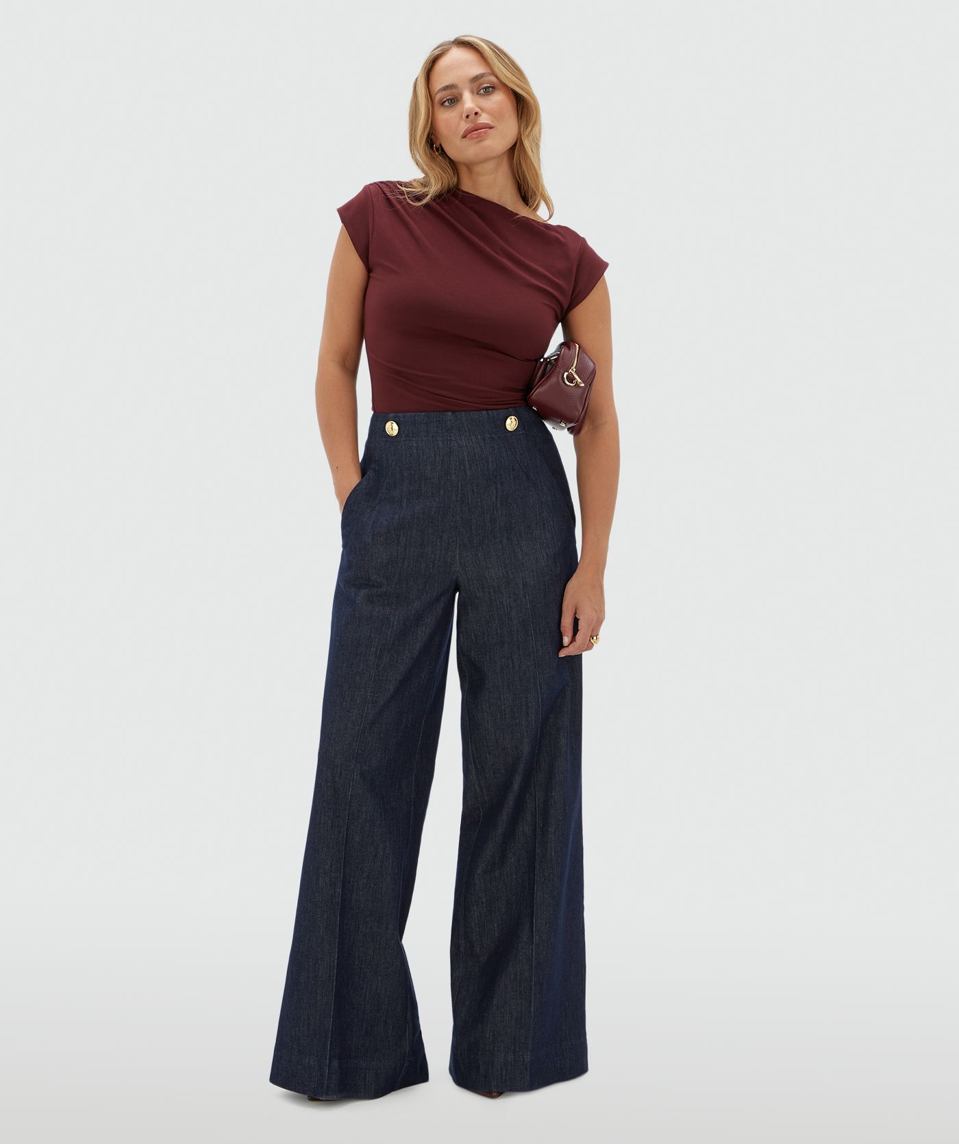 JV-PERCY slim fit top - burgundy