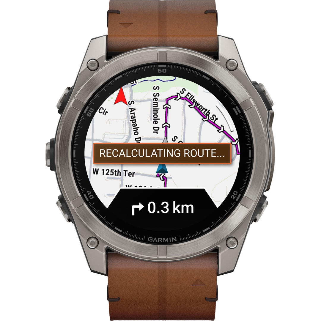 Garmin Fenix 8 - 51mm AMOLED Sapphire Graphit / Leder braun