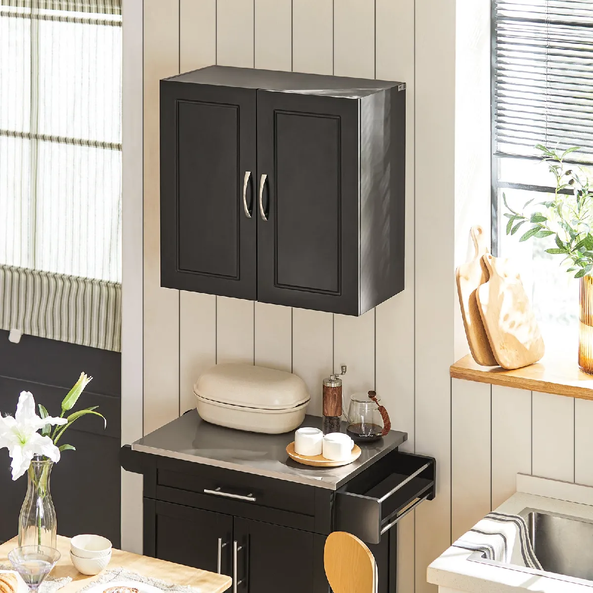 Sobuy FRG231-SCH Meuble haut toilettes suspendu