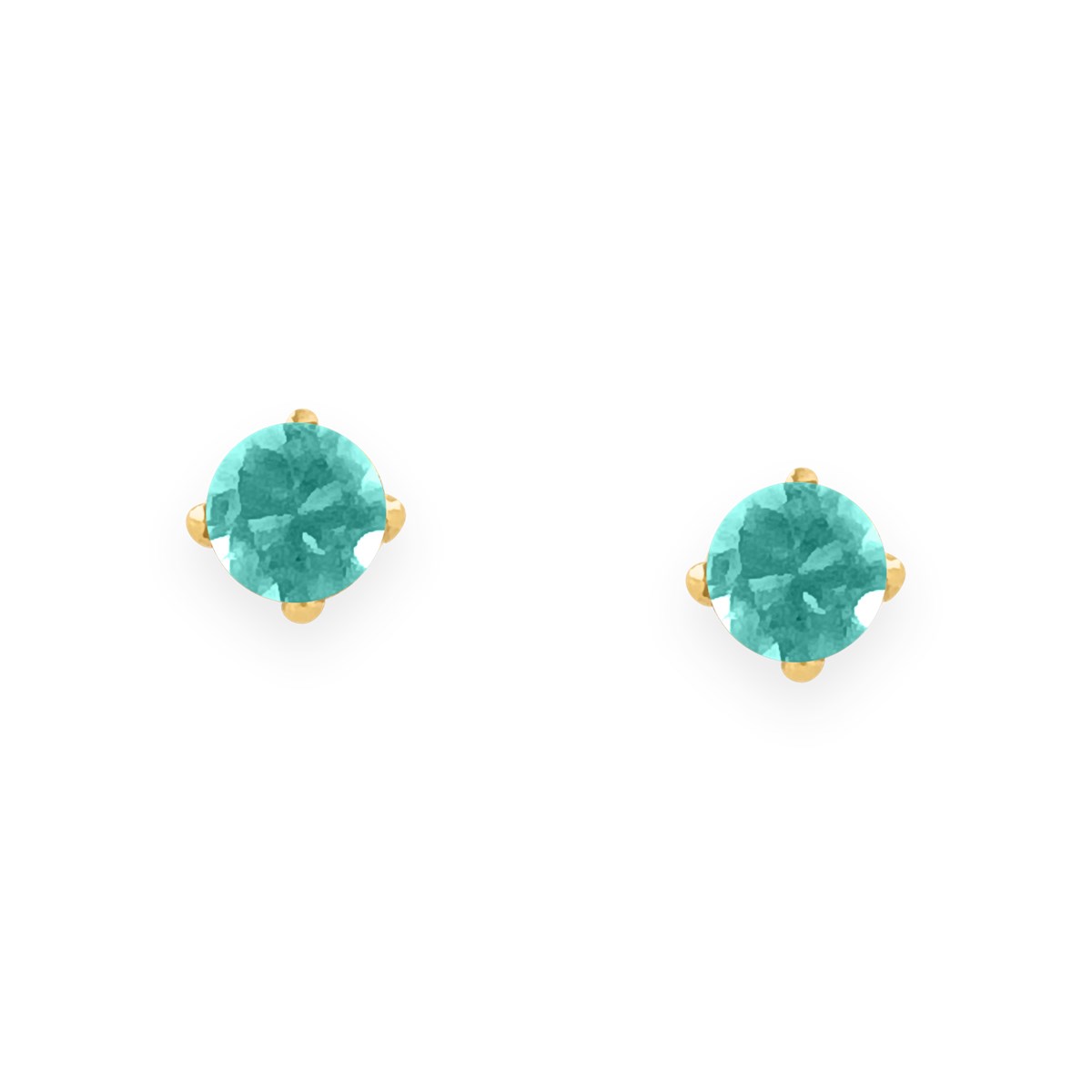 Boucles d'oreilles en acier doré avec Oxyde de Zirconium 3mm teinté turquoise