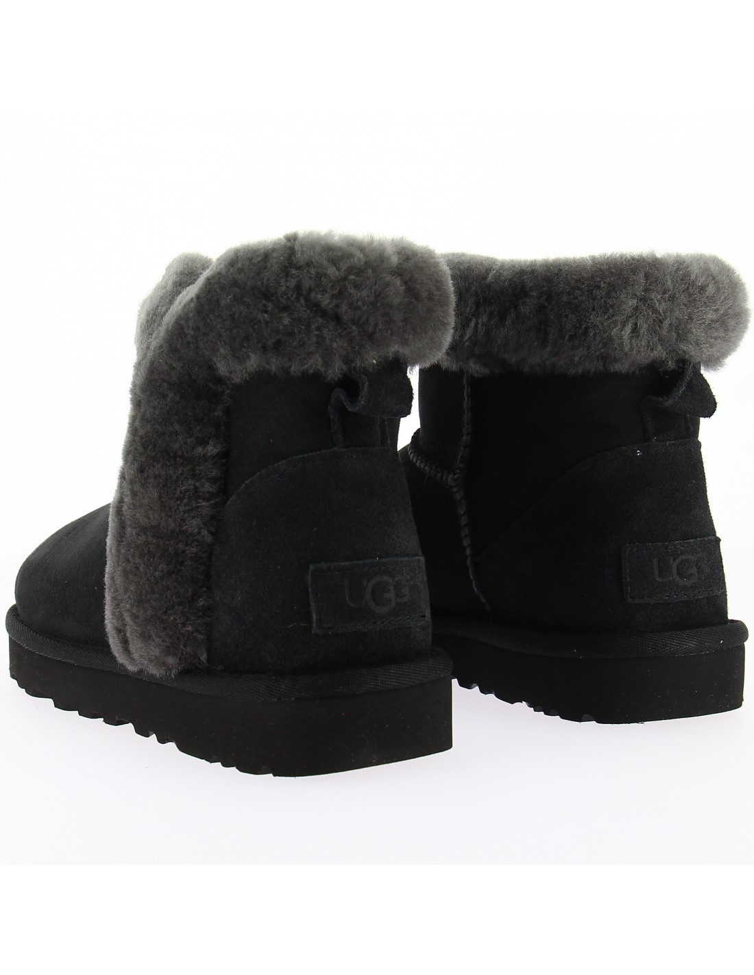 ugg boots femme classic mini heritage fluff daim noir