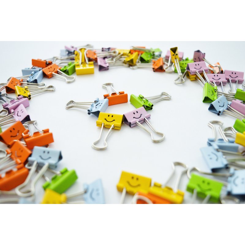 Pince double clip Emojis 19 mm Rapesco couleurs assorties - Boîte de 80