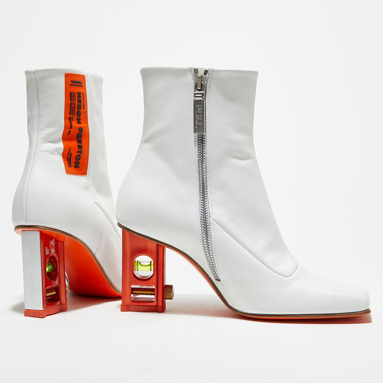 Heron Preston Bottines en Cuir Level blanc/orange - Talon 7,5 cm
