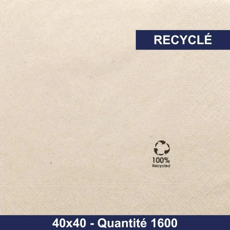 GDP - Serviette de table ouate - 40x40 - Naturel recyclé - x1600