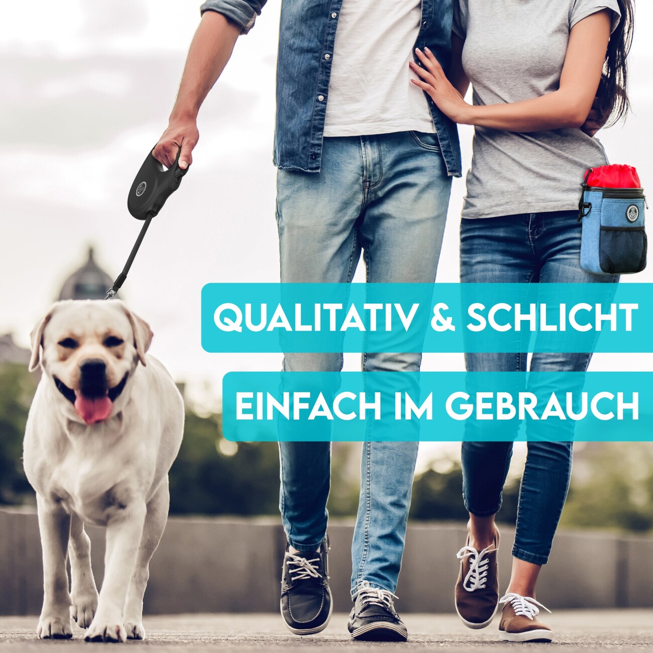HUND IST KÖNIG Rollleine für Hunde | robuste Hundeleine für kleine & große Hunde | 15-50 kg schwarz S