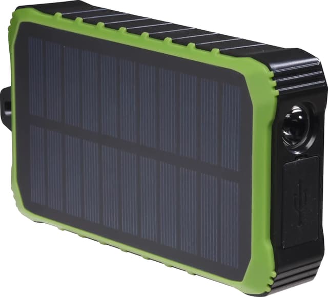 Denver 10000mAh solcelle powerbank med håndsving (sort/grøn)