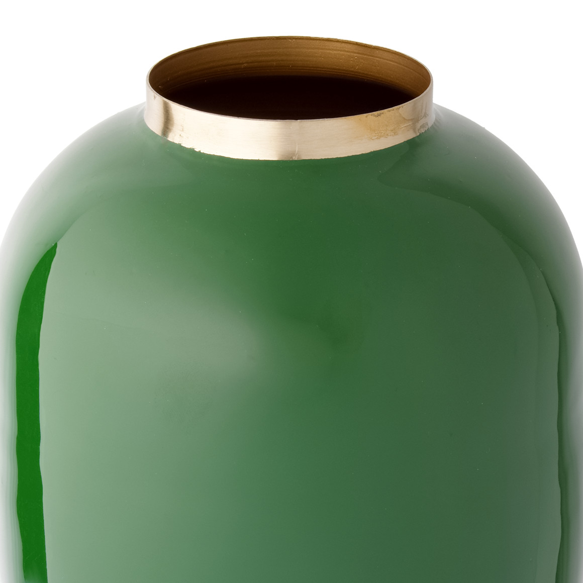 Metallvase mit Goldrand dunkelgrün