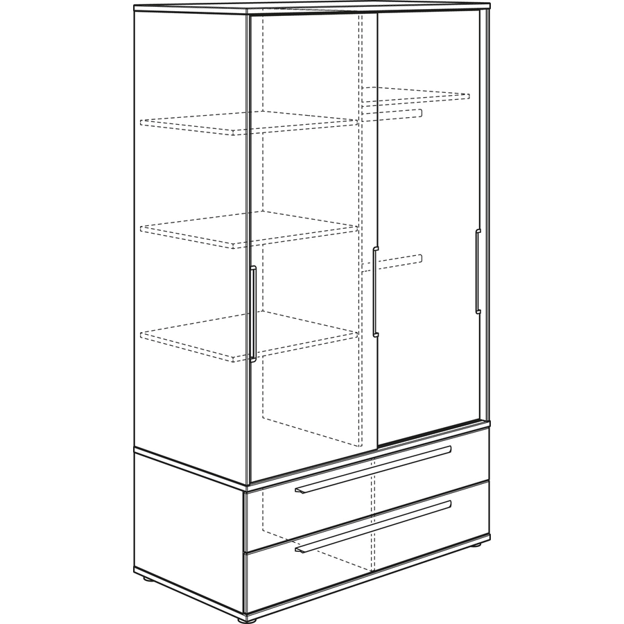 PAIDI Schiebetürenschrank Carlo 2-türig schmal 1 Schublade kreideweiß 1 Schublade Fichte