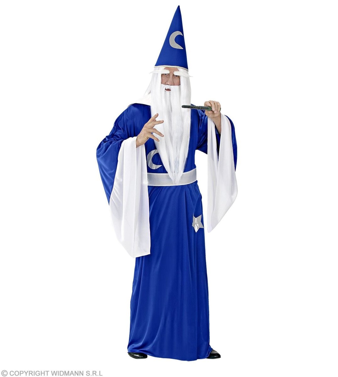 Tovenaar Kostuum Blauw Wit Heren