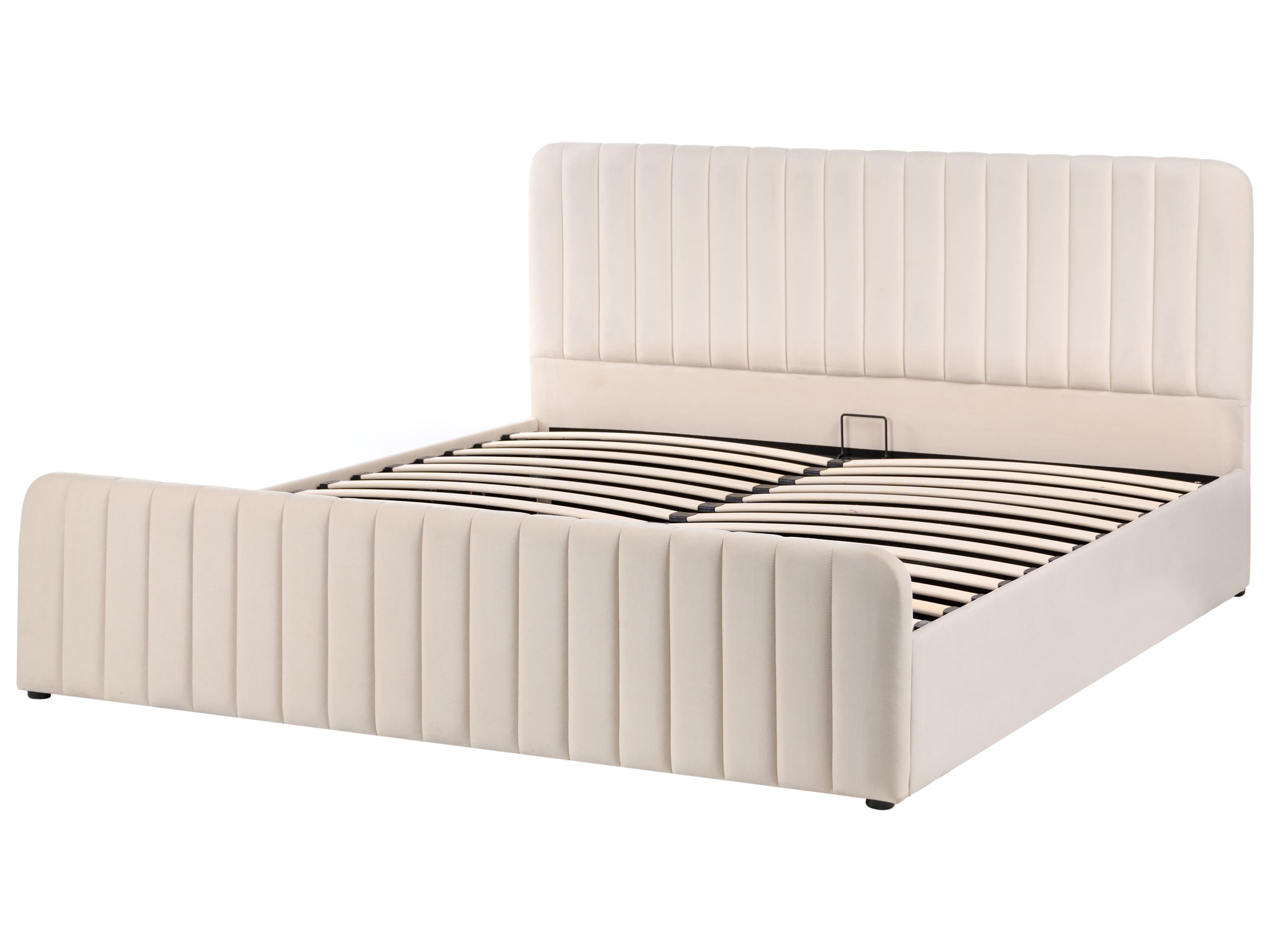 Bed met opbergruimte Fluweel LUNAN 180 x 200 cm Beige