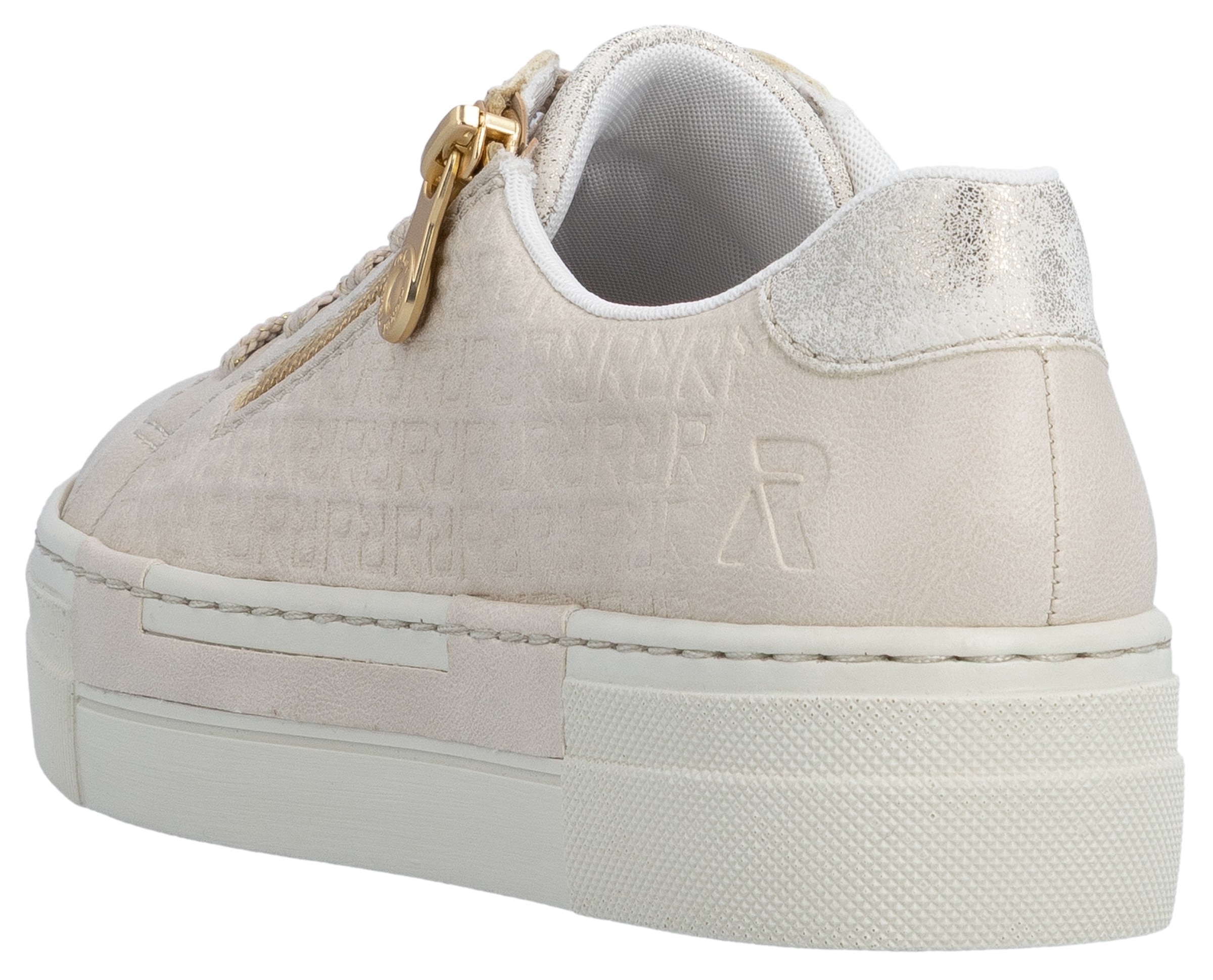Rieker Plateausneaker  mit goldfarbenem Reissverschluss, Freizeitschuh, Halbschuh, Schnürschuh