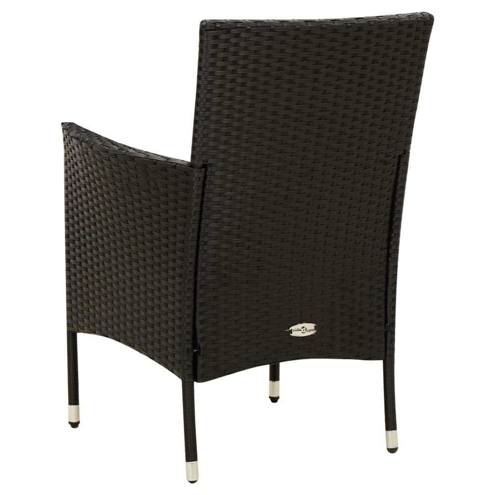 Mobilier à dîner de jardin 5 pièces et coussins résine tressée noir