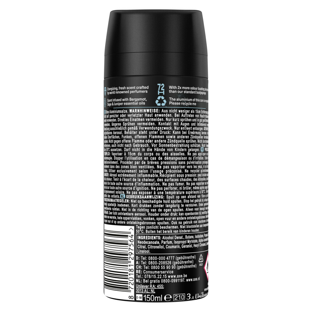 6x Axe Deodorant Bodyspray Aqua Bergamot 150 ml
