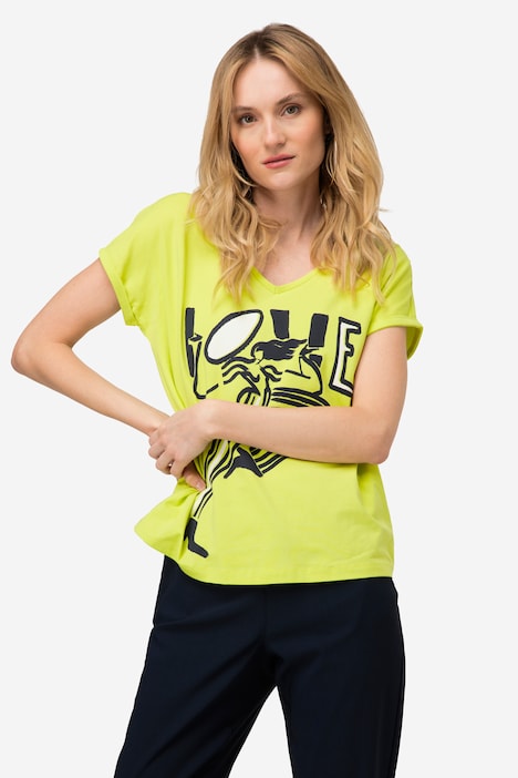T-Shirt, oversized, LOVE, V-Ausschnitt