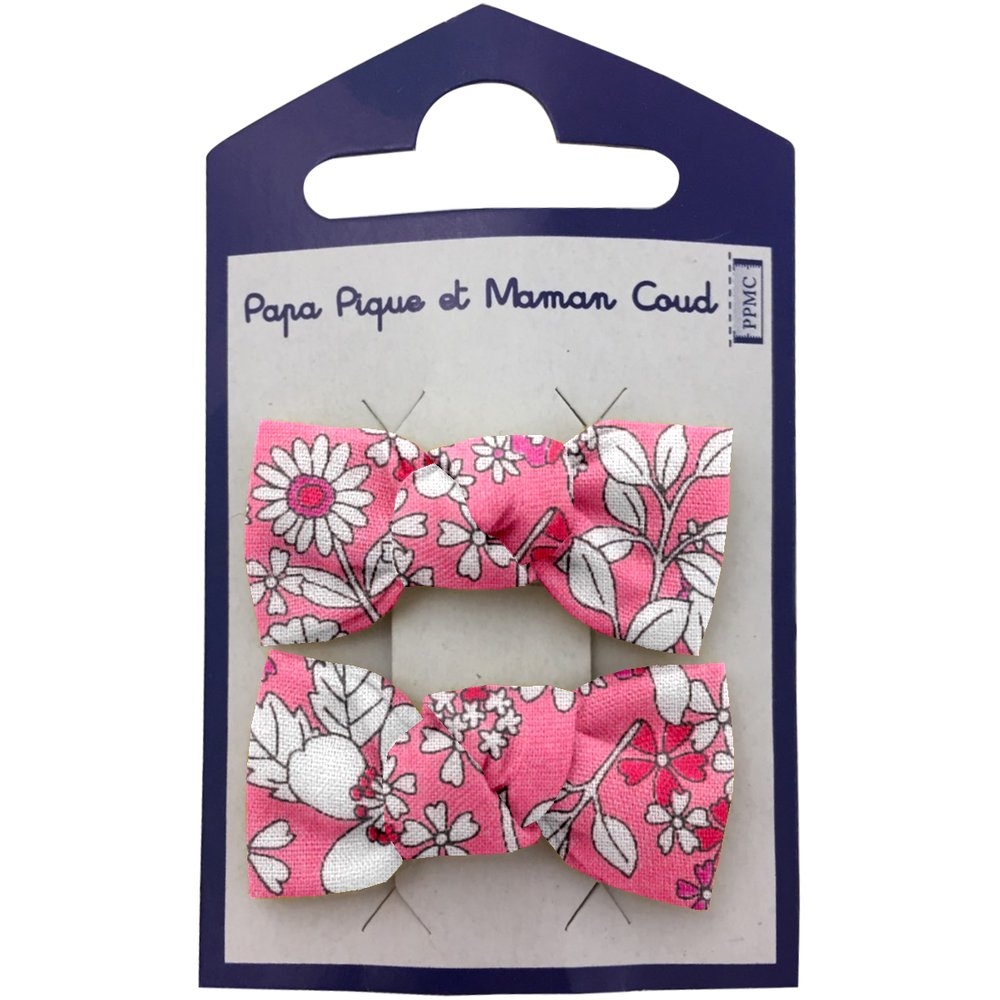 Barrettes Clic-Clac Petits Noeuds Violette Rose