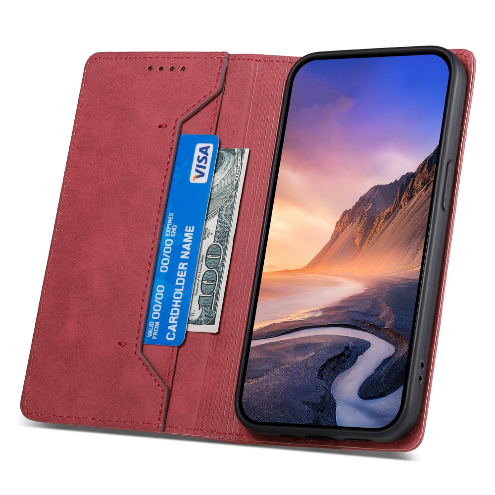 Samsung Galaxy S25 Ultra Leder Tasche Flip Wallet Etui mit Kartenfächern (RFID Schutz) - Rot