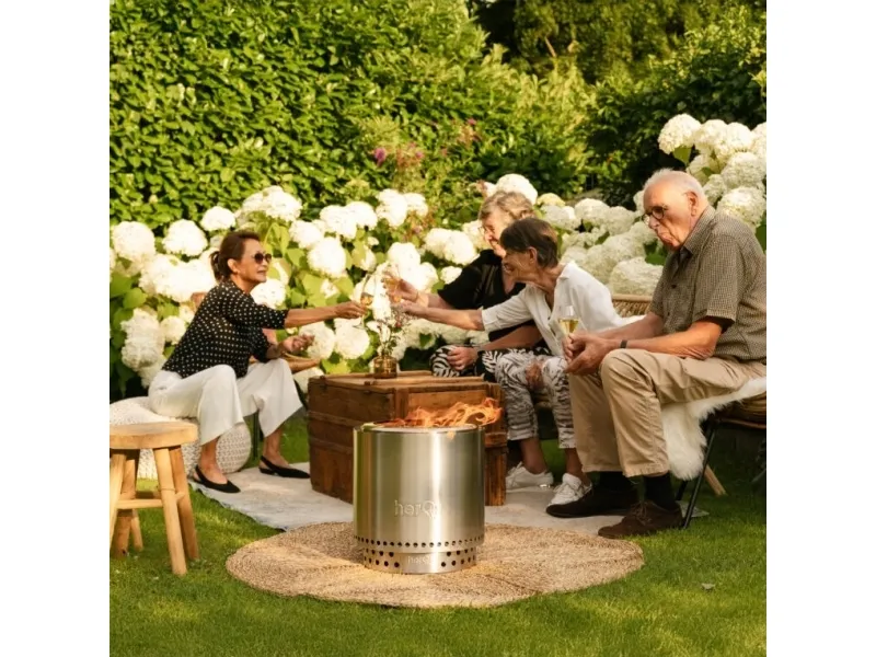 herQs Smokeless FirePit Cozy - Smokeless Outdoor Fireplace 90% Less Smoke Quick and Easy Installation Perfect for 6-8 People
