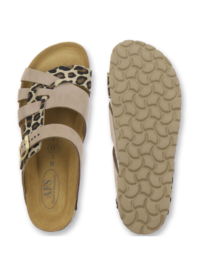Pantoletten Damen Kralle leo-beige