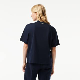 T-shirt oversize en coton broderie Tennis T-Shirts - Bleu - Lacoste - Femme